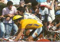LeMond at the start of the last stage in the 1990 Tour de France.