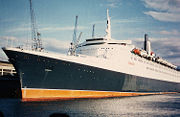 Southampton, 1976, with her original white funnel