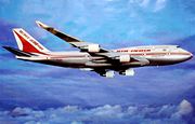 An Air India Boeing 747-400. The winglet is a noticeable difference between most 400s and other variants