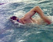 A front crawl swimmer