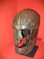 Vendel era helmet, at the Swedish Museum of National Antiquities.