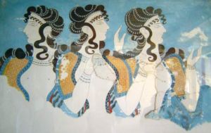 Fresco showing three women