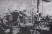 French troops rescued by a British merchant ship at Dunkirk
