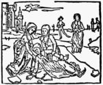 Lidwina's fall, a 1498 woodcut.