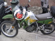 The popular Kawasaki KLR650 dual-purpose motorcycle
