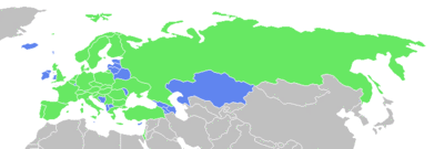 Map of UEFA countries, teams from which have reached the group stage of the UEFA Champions League       UEFA member country that has been represented in the group stage      UEFA member country that has not been represented in the group stage      Not a UEFA member