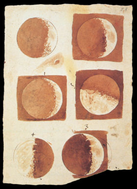 Galileo's sketches and observations of the Moon revealed that the surface was mountainous
