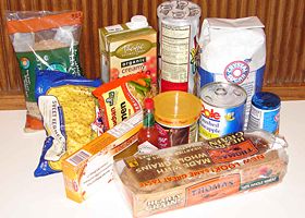 Packaged household food items