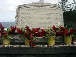 The monument to the victims of tsunami at Laupahoehoe, Hawaii.
