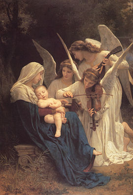 William-Adolphe Bouguereau (1825-1905) - Song of the Angels (1881). Illustrations showing Christian saints communicating with angels are prevalent throughout Europe.