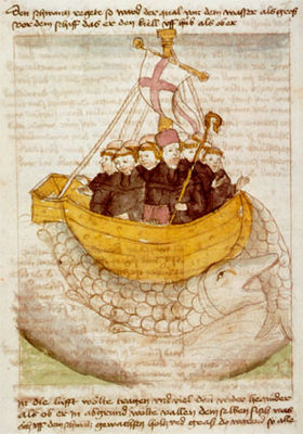 Saint Brendan's voyage, from a German manuscript