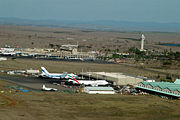 An aerial of the cargo terminal at Jomo Kenyatta International Airport, Nairobi, the largest and busiest airport in East Africa