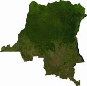 Satellite image of Democratic Republic of the Congo, generated from raster graphics data supplied by The Map Library