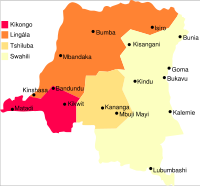 Major Bantu languages in the Congo.