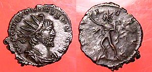 Sol Invictus on the reverse of this coin by usurper Victorinus.  Mithras (as well as Elagabalus and Sol) was at times referred to as Sol Invictus.