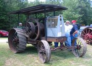 A 1920 International Harvester tractor, showing features inherited from earlier steam tractor designs.