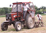 A fairly recent farmtractor used to de-weed a plot of land