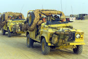 British Land Rover Wolfs on patrol around Basra