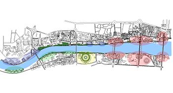 Nodes of Development for the Private Sector Based Baghdad Renaissance Plan, with the Tahrir Square Development on the far right.