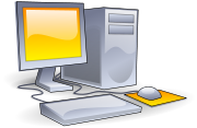 A stylised illustration of a personal computer