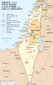 Israel, with the West Bank, Gaza Strip and Golan Heights