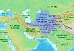 The Greco-Bactrian Kingdom at it's maximum extent, circa 180 BCE