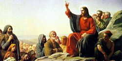 Christians believe that Jesus is the mediator of the New Covenant. Depicted is his famous Sermon on the Mount in which he commented on the Law.
