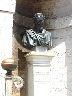 Bust of Michelangelo on the roof of St Peter's Basilica, Rome