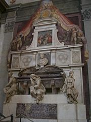 Michelangelo's own tomb, at Basilica di Santa Croce di Firenze, Florence