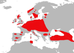 Range of Cervus elaphus