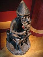 A reproduction of a statue of Thor from the 10th century found in Iceland.