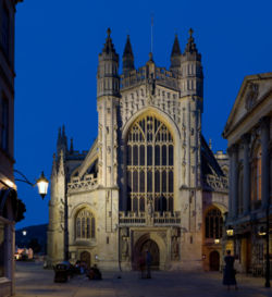 Bath Abbey at twilight