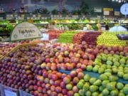 Different kinds of apple cultivars in a supermarket