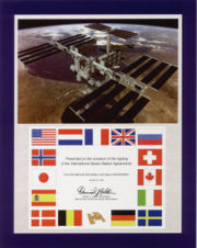 Cover page of the Space Station Intergovernmental Agreement signed on January 28, 1998.