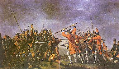 Morier's painting "Culloden" shows the highlanders still wearing the plaids which they normally set aside before battle, where they would fire a volley then run full tilt at the enemy with broadsword and targe in the Highland charge wearing only their shirts.