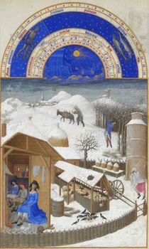 February, from the  Très Riches Heures du duc de Berry, ca.1410