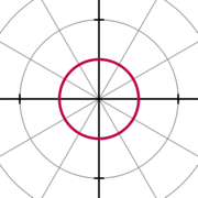 A circle with equation r(θ) = 1