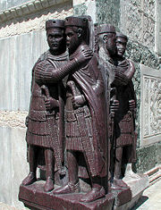 The Tetrarchs, a porphyry sculpture sacked from a Byzantine palace in 1204, Treasury of St Mark's, Venice    