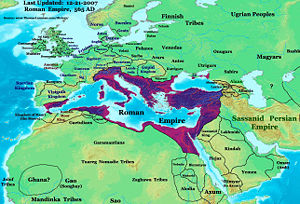Near East in 565 AD, showing the Eastern Roman or Byzantine Empire at its height.