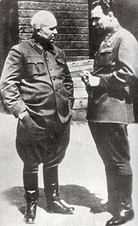 Khrushchev and Leonid Brezhnev during the Great Patriotic War