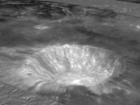 Clementine image of Aristarchus crater and surroundings mapped onto simulated topography. NASA photo.