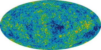 Image of radiation emitted no more than a few hundred thousand years after the big bang, captured with the satellite telescope WMAP