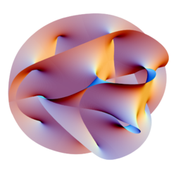 Projection of a Calabi-Yau manifold, one of the ways of compactifying the extra dimensions posited by string theory