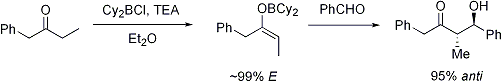 Anti-aldol formation via Z-enolate