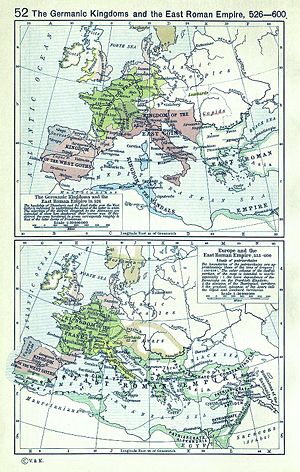 In 526 Europe under gothic control, and 600 with Byzantium at its height