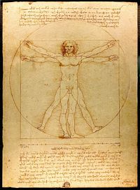 Vitruvian Man by Leonardo da Vinci epitomizes the advances in art and science seen during the Renaissance.