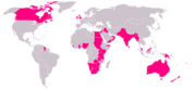 Map showing British Empire in 1921 coloured pink.
