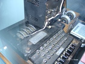 The "Schreibmax" was a printing unit which could be attached to the Enigma, removing the need for laboriously writing down the letters indicated on the light panel.