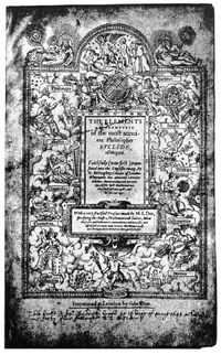 The frontispiece of Sir Henry Billingsley's first English version of Euclid's Elements, 1570