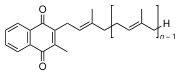 Vitamin K2 (menaquinone). In menaquinone the side chain is composed of a varying number of isoprenoid residues.